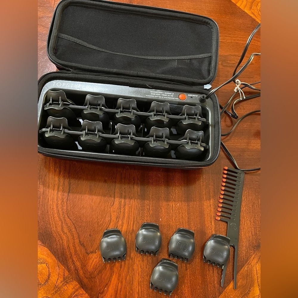 TopStyler By InStyler Ceramic Styling Shells Set W/ Case Clips Comb Tested
